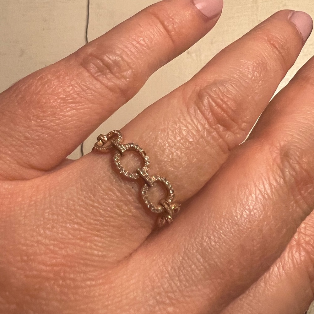 Rose Gold EF Collection Diamond Chain Link Ring - Picture 3 of 7